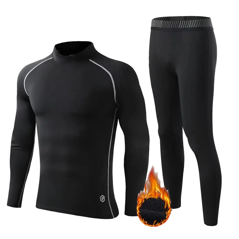 Winter Fleece Thermal underwear Suit Men Fitness clothing Long shirt Leggings Warm Base layer Sport suit Compression Sportswear