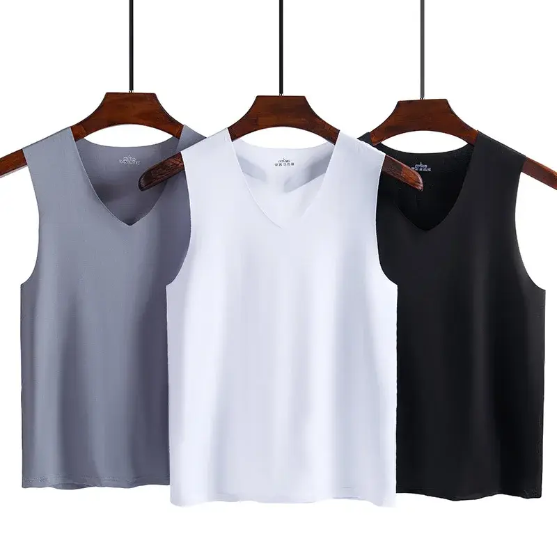 Undershirts Men's Underwears Summer Vest Men Traceless Ice Silk Tank Top Slim Fit Sports Fitness Sleeveless Breathable Singlet