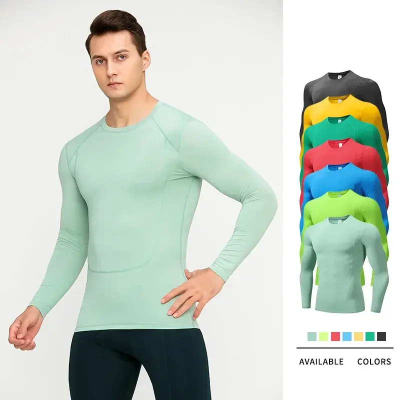 Gym Fitness Men's Sports Tops Running T-Shirts Quick Dry Long Sleeve Tights Basketball Bottom Shirts Running Fitness Clothing