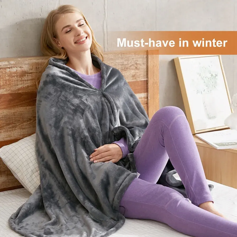 Winter USB Charging Heating Electric Blanket Charging Heating Outdoor Blanket Office Lunch Break Nap Plus Velvet Warm Shawl