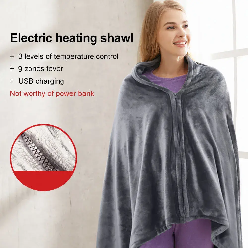 Winter USB Charging Heating Electric Blanket Charging Heating Outdoor Blanket Office Lunch Break Nap Plus Velvet Warm Shawl