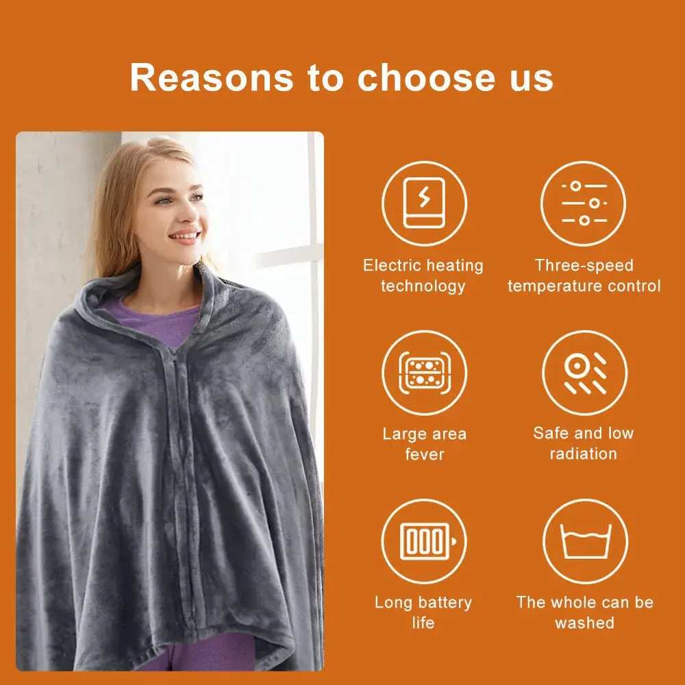 Winter USB Charging Heating Electric Blanket Charging Heating Outdoor Blanket Office Lunch Break Nap Plus Velvet Warm Shawl