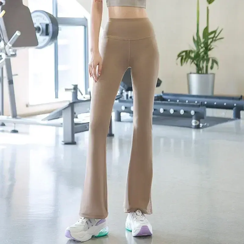 Women Wide-leg Yoga Leggings High-waist Hip-lifting Stretch Sports Pants Nude Casual Running Loose Flared Pants Fitness Tights