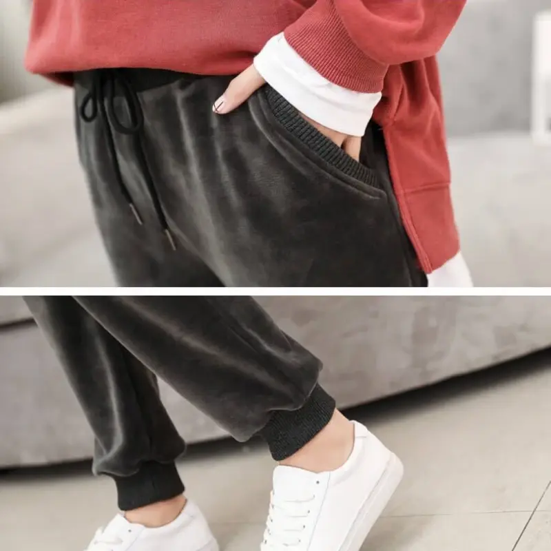 Pants Winter Plus Velvet Thick Imitation Lambskin Ultra-soft Sports Leisure Warm Pants Loose Harem Gold Velvet Trousers Women