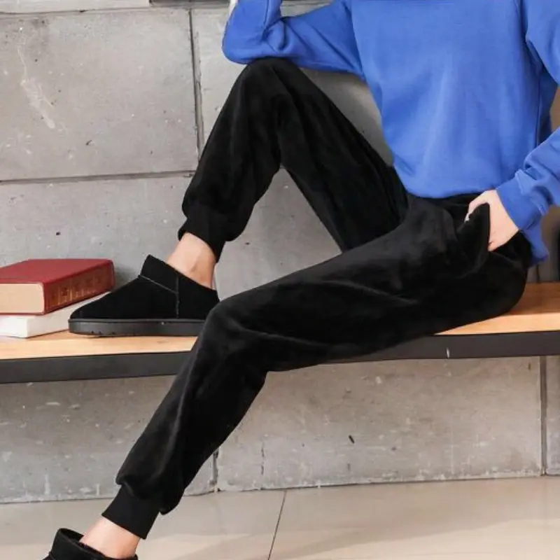 Pants Winter Plus Velvet Thick Imitation Lambskin Ultra-soft Sports Leisure Warm Pants Loose Harem Gold Velvet Trousers Women
