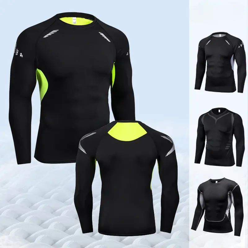 Sports Short Sleeved Running T-Shirts Fitness Quick Drying Basketball Jersey Compression Shirt Elastic Tight Sport Men Gym