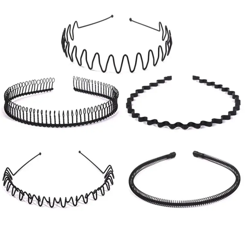 Men Women Unisex Metal Hair Hoop Fashion Geometric Wavy Headband Men Sports Washing Face Non Slip Hairband Headdress Accessories