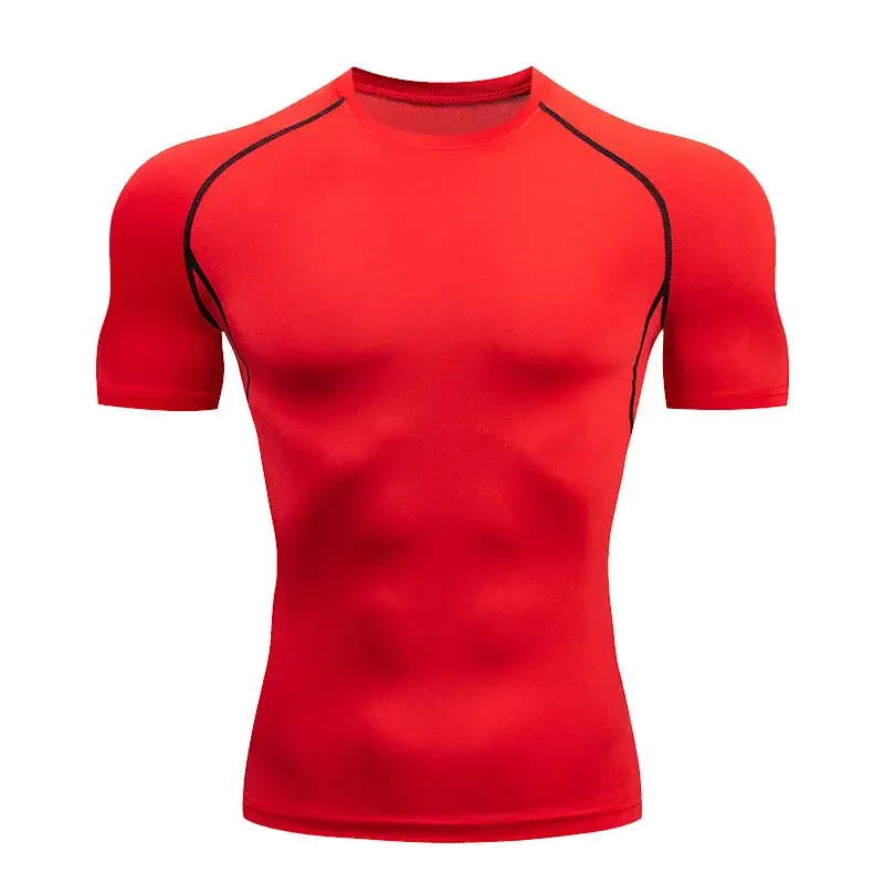 Sports Short Sleeved Running T-Shirts Fitness Quick Drying Basketball Jersey Compression Shirt Elastic Tight Sport Men Gym