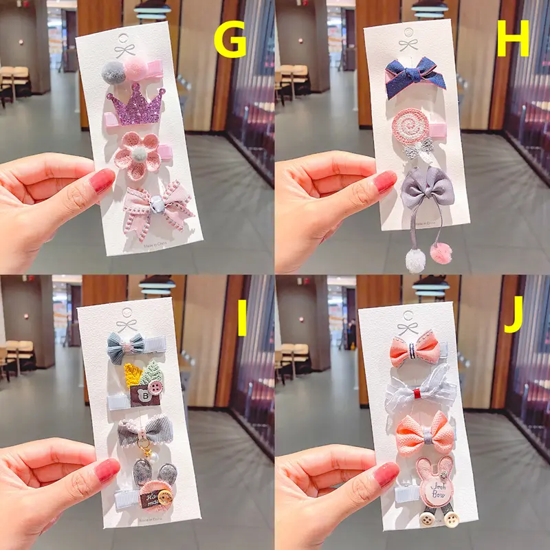 3/4pcs Children Fashion Flower Bow Hair Clip Cute Bear Rabbit Animal Hairpin Women Girls Bangs Clip Heart Star Princess Headwear