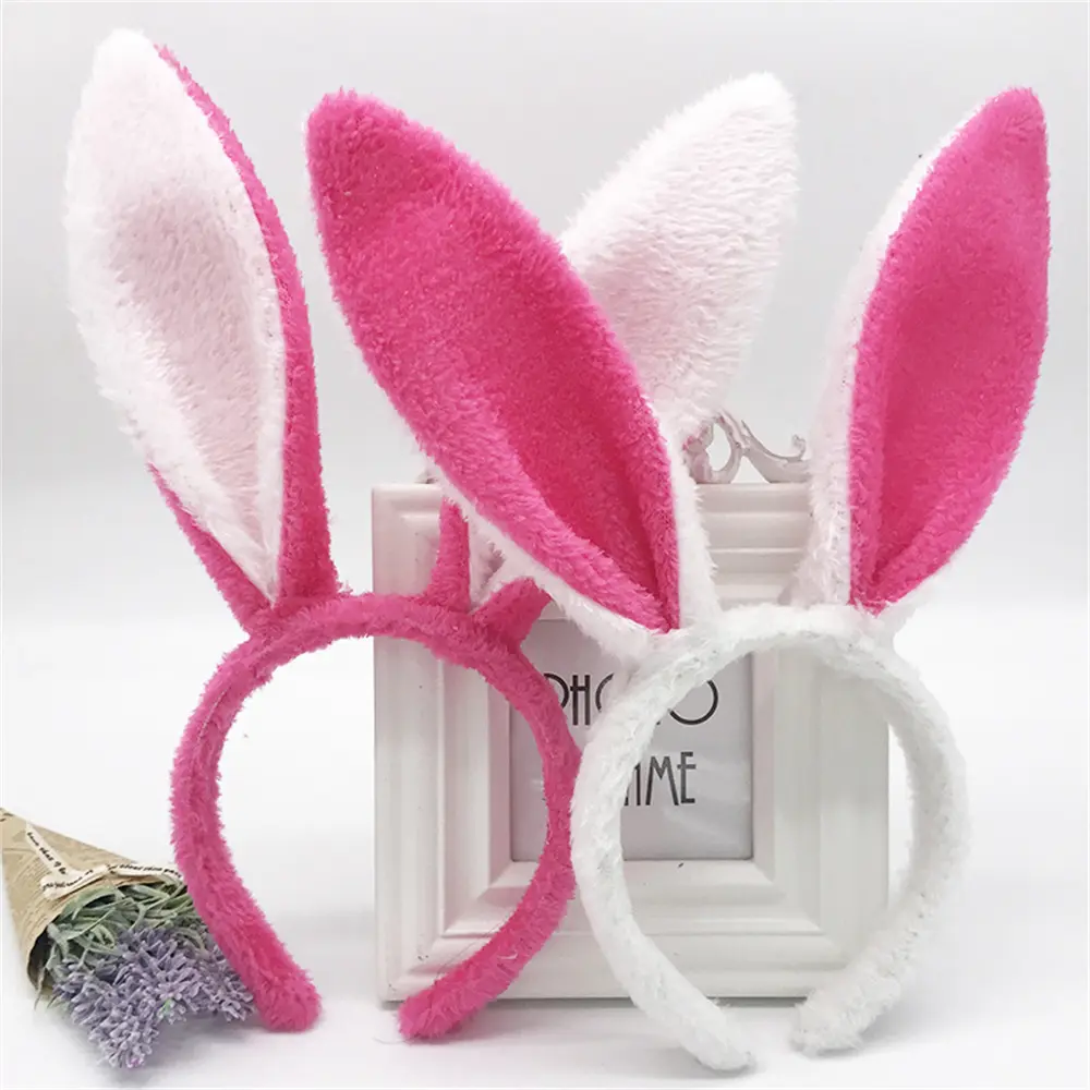 Christmas Gift Plush Rabbit Ears Hair Hoop Multicolor Sequins Hairband for Women Girls Children's Day Stage Performance Headband