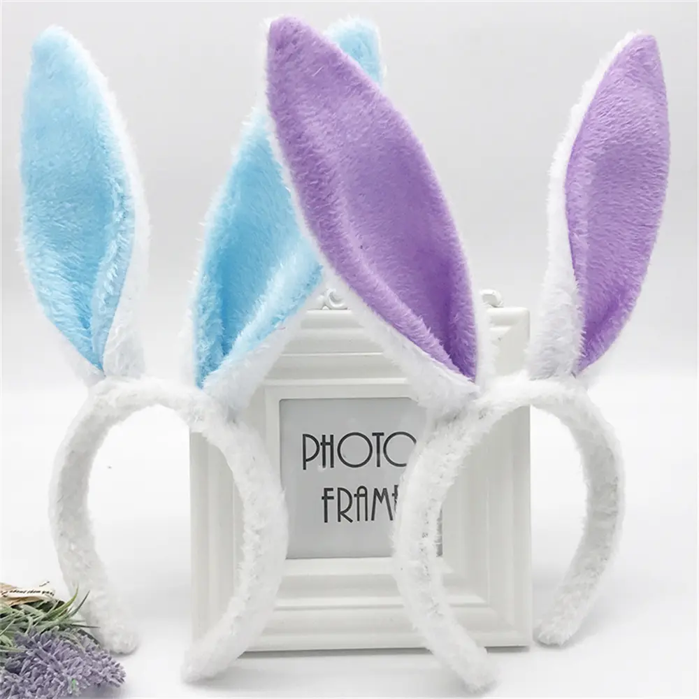 Christmas Gift Plush Rabbit Ears Hair Hoop Multicolor Sequins Hairband for Women Girls Children's Day Stage Performance Headband