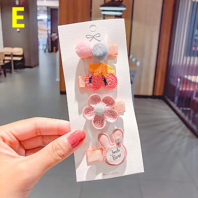 3/4pcs Children Fashion Flower Bow Hair Clip Cute Bear Rabbit Animal Hairpin Women Girls Bangs Clip Heart Star Princess Headwear