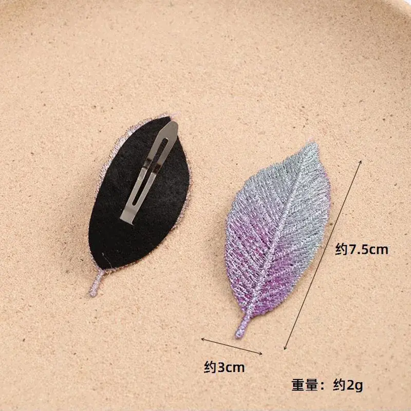 Fashion Embroidery Leaf Shaped Hair Clip Elegant Gradient Braided Hairpin for Women Girls Makeup Washing Face Bangs Bun Hairgrip