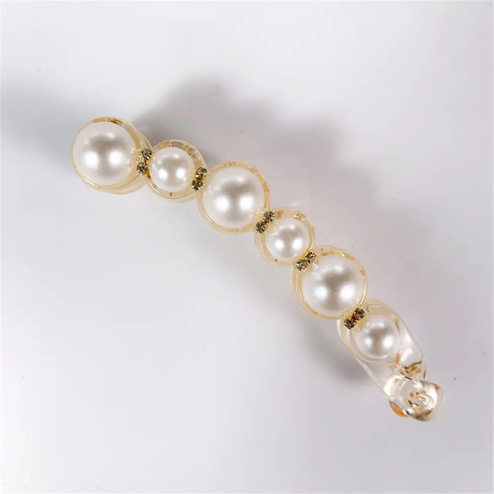 Fashion Luxury Pearl Rhinestone Hair Clip Vintage Geometric Banana Hairpin Women Girls Makeup Washing Face Bangs Clip Headwear