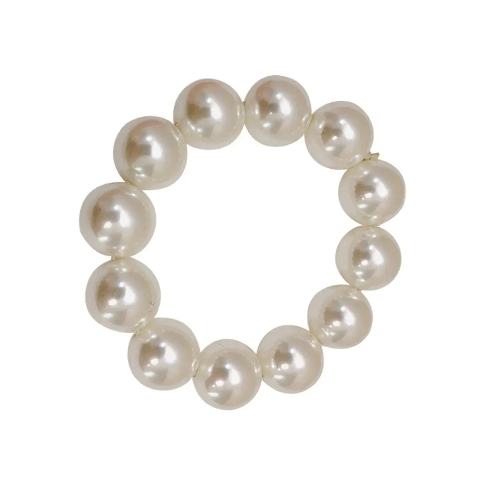 Fashion White Pearl Beaded Hair Rope French Elegant Bracelet Hair Scrunchies Women Girls Elastic Ponytail Bun Hairband Headwear