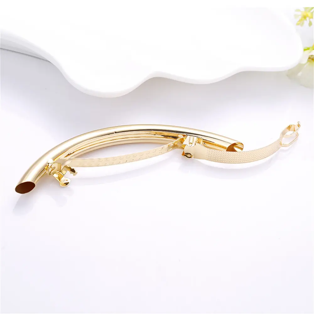 Fashion Metal Smooth Oval Hair Clip Gold Silver Arc Tube Big Hairpins Women Girls Makeup Bath High Ponytail Hairgrip Headdress