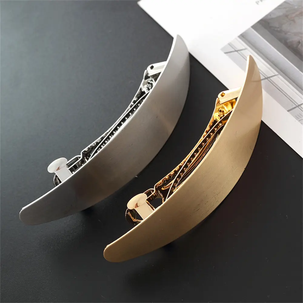 Fashion Metal Smooth Oval Hair Clip Gold Silver Arc Tube Big Hairpins Women Girls Makeup Bath High Ponytail Hairgrip Headdress