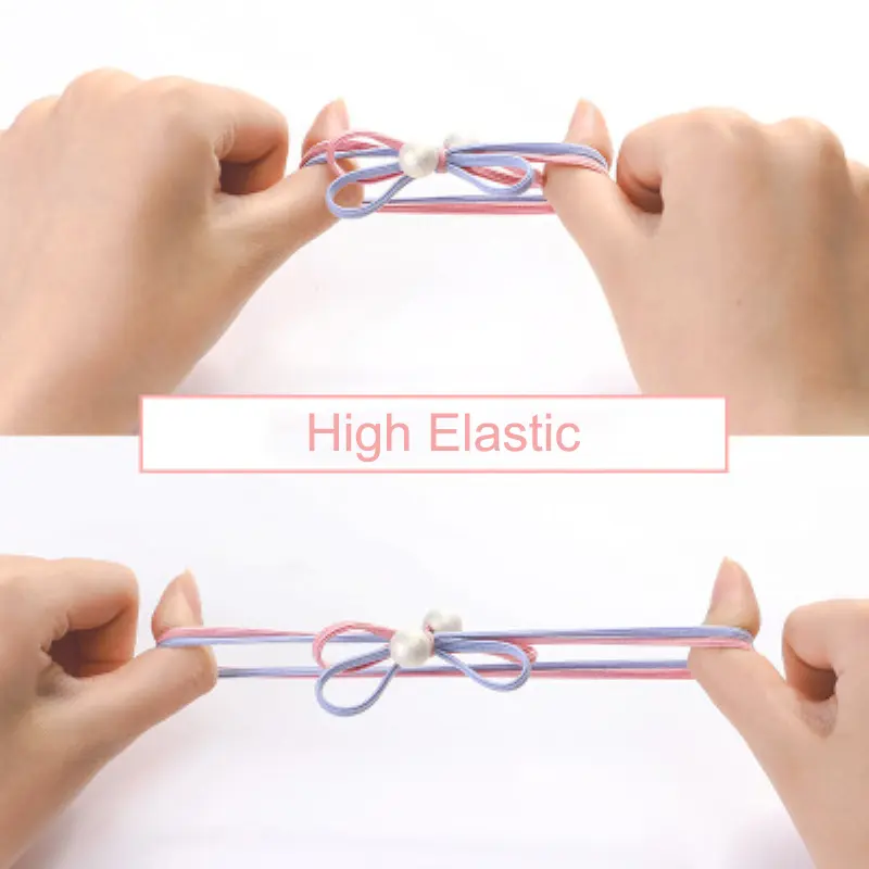 12pcs Fashion Pearl Bowknot Hair Rope Cute Wool Braided Lattice Hairband Women Girls High Ponytail Elastic Scrunchie Headwear