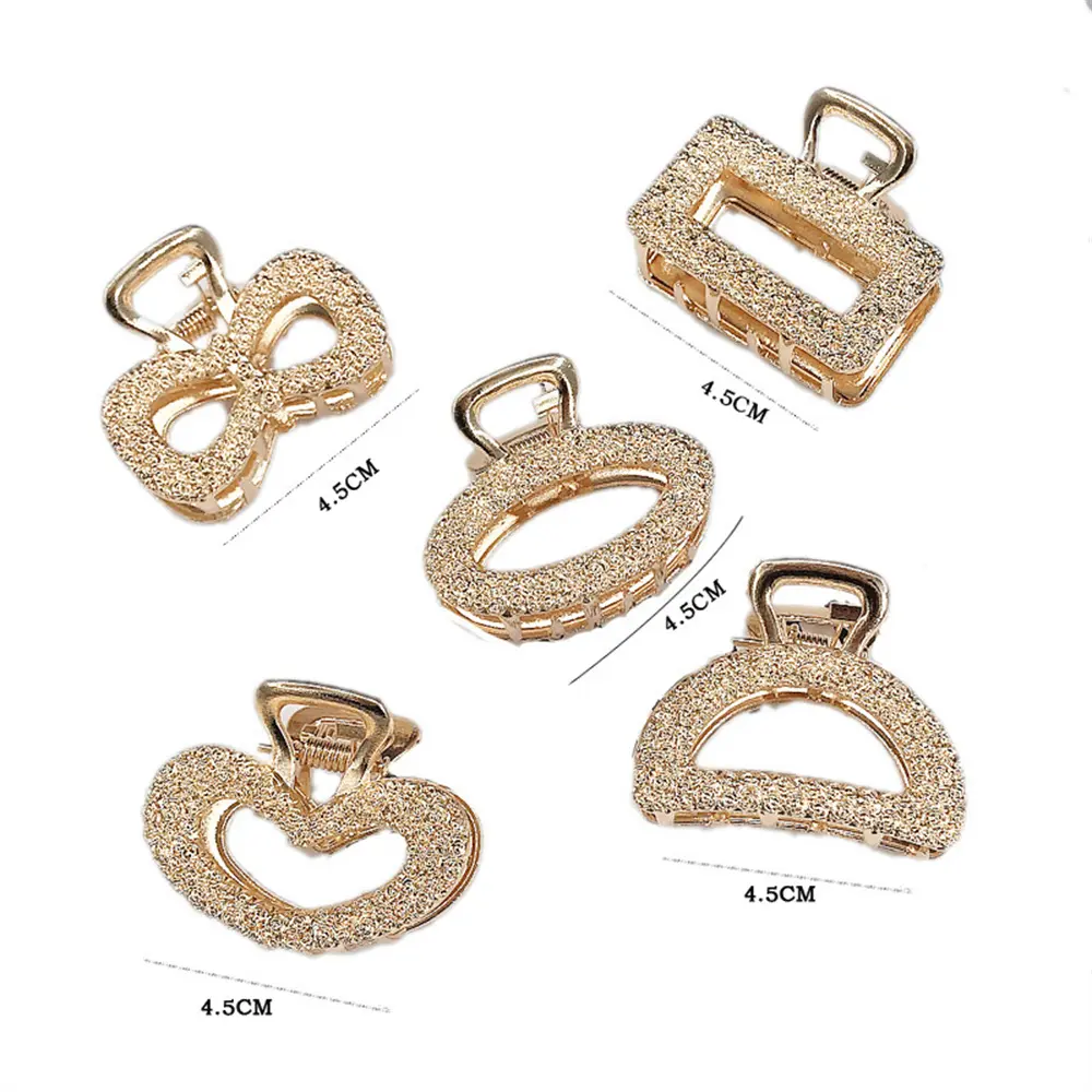 Fashion Pearl Rhinestone Hair Claw Clip Geometric Metal Heart Hairpins for Women Girls Bath Makeup Washing Face Clip Headwear