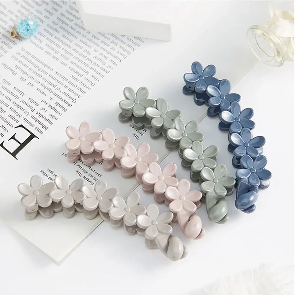 Fashion Solid Color Flower Banana Hair Clips Simple Non-Slip Frosted Hair Claws for Women Girls Bath Ponytail Hairpins Barrettes