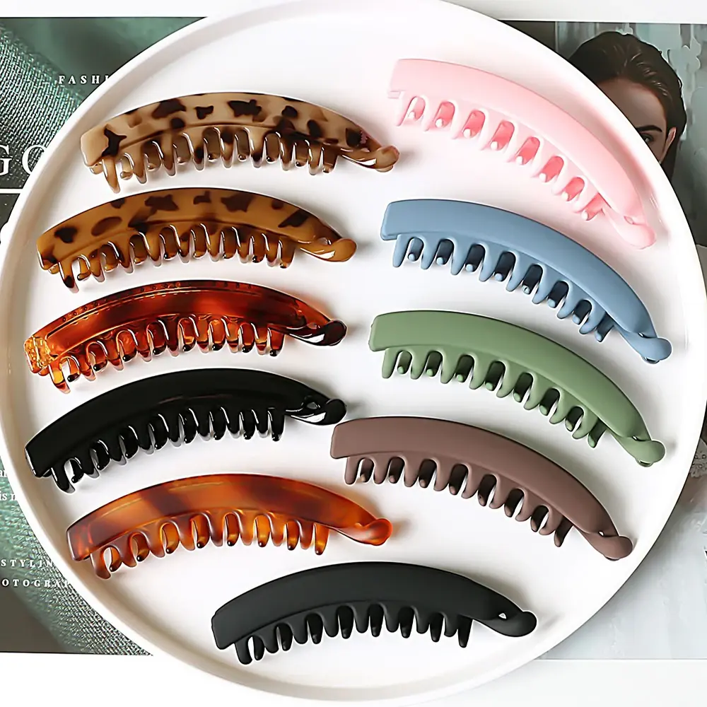 Fashion Solid Color Flower Banana Hair Clips Simple Non-Slip Frosted Hair Claws for Women Girls Bath Ponytail Hairpins Barrettes