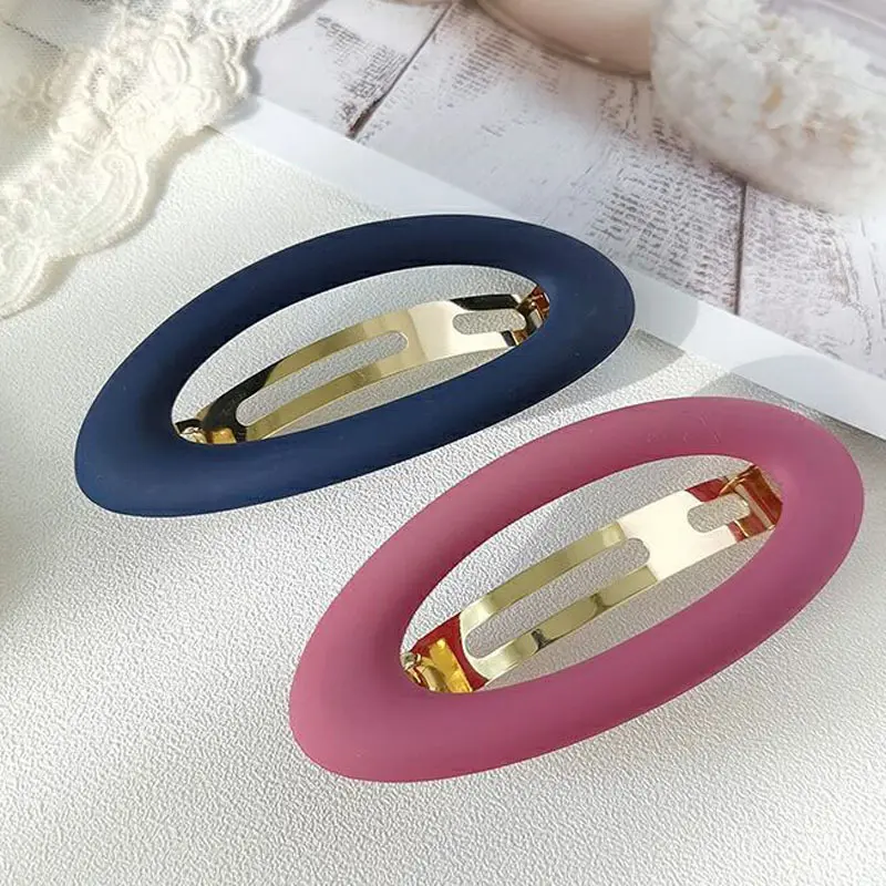 Fashion Solid Color Frosted Spring Clip Korean Style Simple Geometric Frosted Hairpin for Women Girls Makeup Wash Face Hairclip