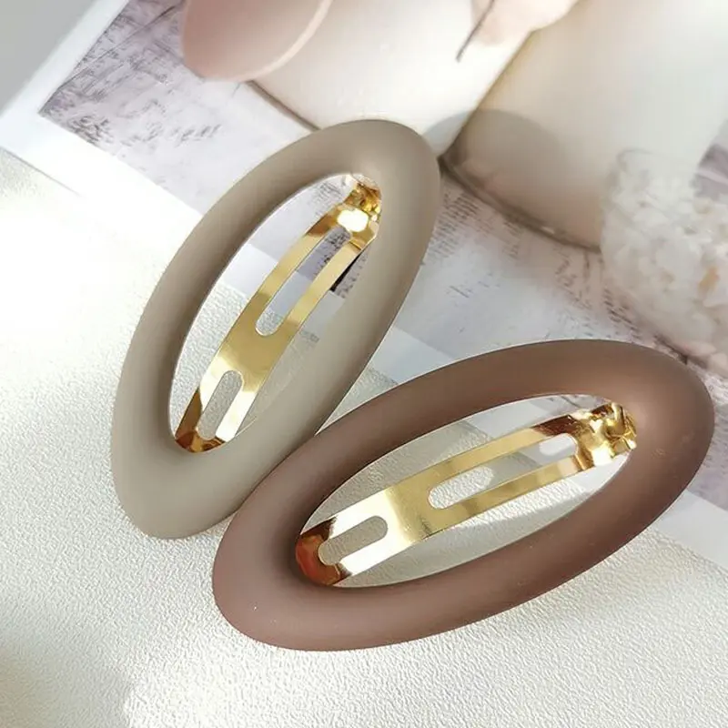 Fashion Solid Color Frosted Spring Clip Korean Style Simple Geometric Frosted Hairpin for Women Girls Makeup Wash Face Hairclip