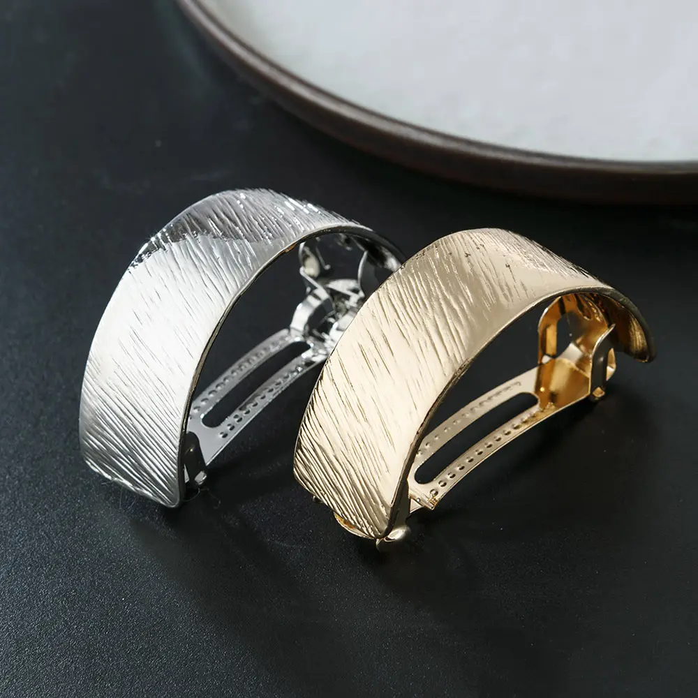 Fashion Solid Color Metal Hair Clips Imitation Pearl Arcuate Hairpins for Women Girls Non-slip Ponytail Buckle Barrettes Gifts