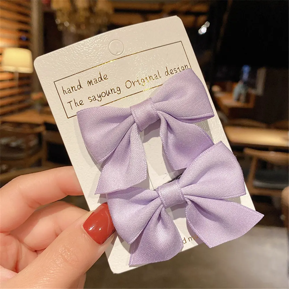 2pcs/Set Handmade Grosgrain Ribbon Bowknot Hair Clips Non Slip Alligator Clips Side Barrettes For Baby Girls Hair Accessories