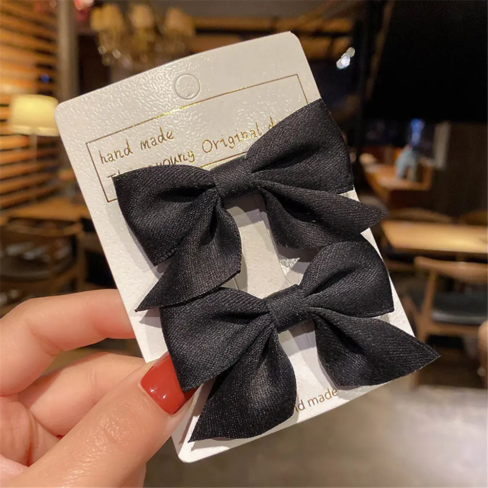 2pcs/Set Handmade Grosgrain Ribbon Bowknot Hair Clips Non Slip Alligator Clips Side Barrettes For Baby Girls Hair Accessories