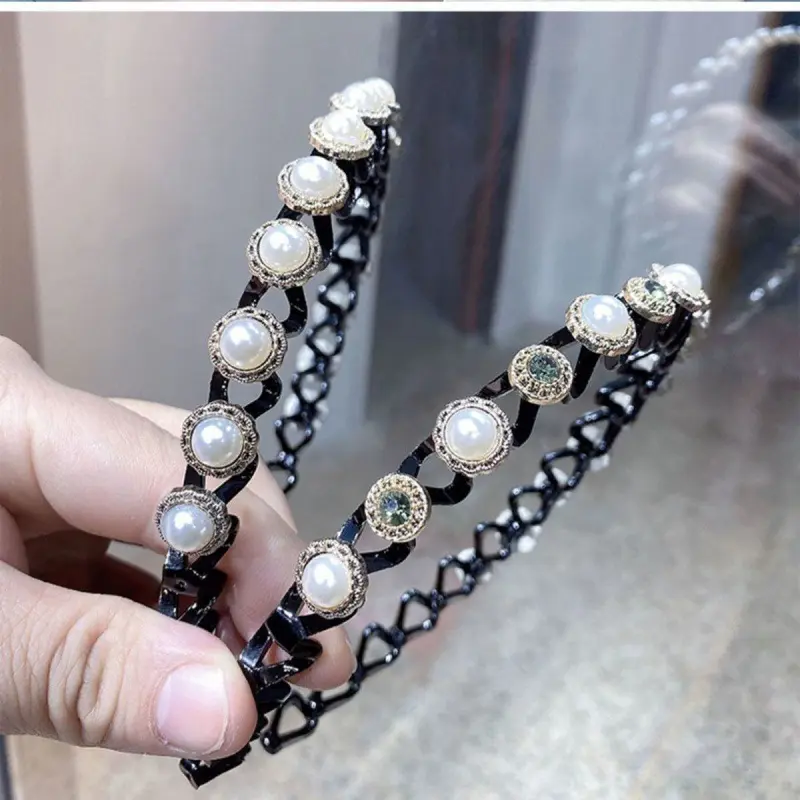 Fashion Luxury Pearl Crystal Hair Hoop Elegant Multi-Color Flower Hair Band for Women Girls Makeup Washing Face Jewelry Headband