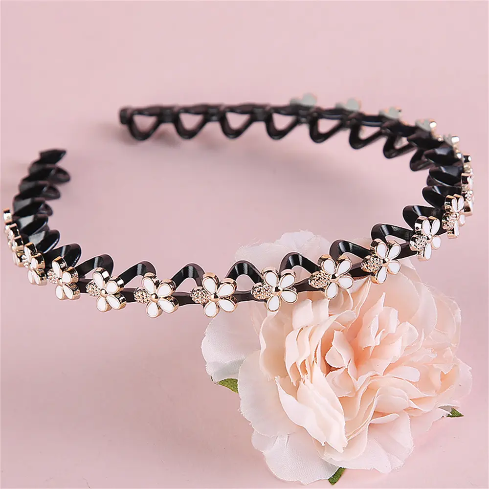 Fashion Luxury Pearl Crystal Hair Hoop Elegant Multi-Color Flower Hair Band for Women Girls Makeup Washing Face Jewelry Headband