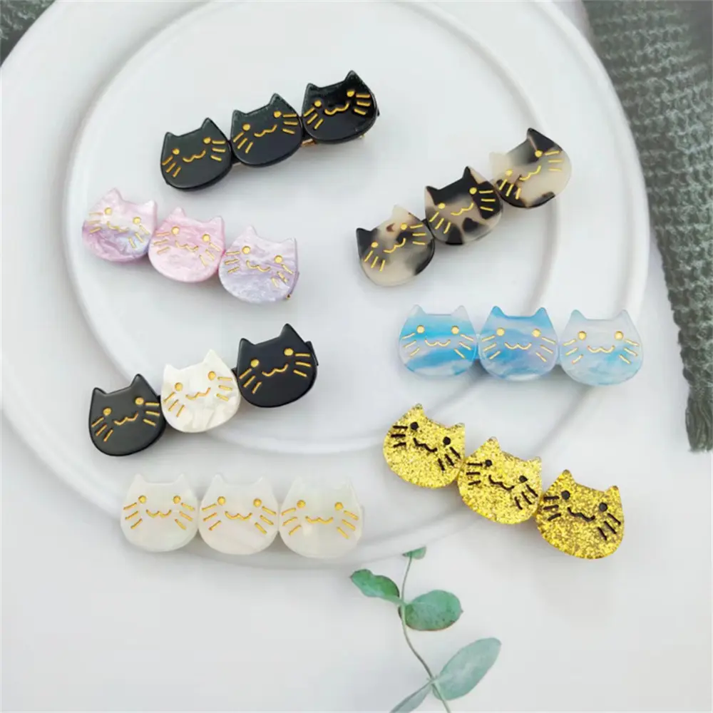 1pcs Colorful Smile Face Cat Hairpin Cute Cartoon Animal Hairclip Women Girls Makeup Washing Face Bangs Hairgrip Birthday Gifts