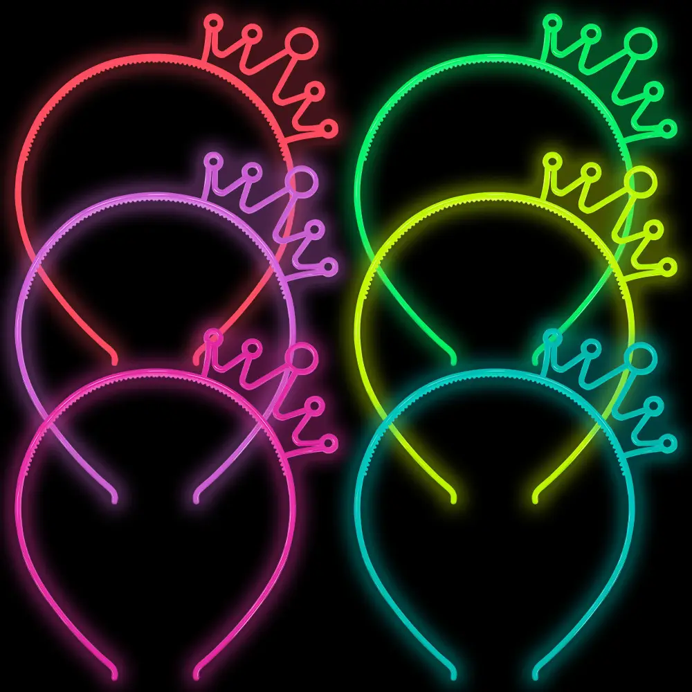 Fashion Fluorescent Luminous Hair Hoop Cute Cat Ears Crown Shaped Hairband for Women Girls Birthday Party Headband Accessories