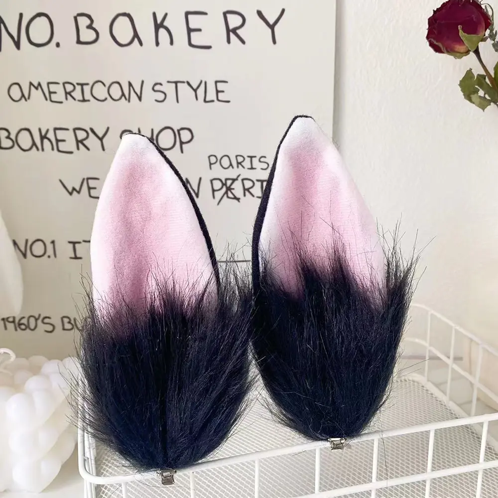 2pcs Plush Rabbit Ears Hair Clips Japan Style Lolita Long Fluffy Hairpins for Women Girls Cosplay Party Bunny Hair Accessories