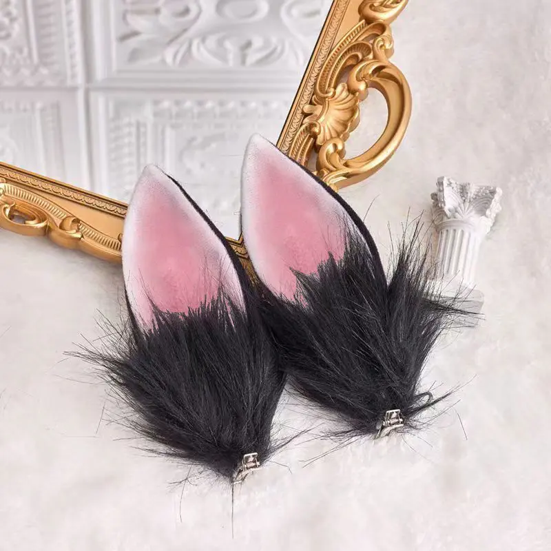 2pcs Plush Rabbit Ears Hair Clips Japan Style Lolita Long Fluffy Hairpins for Women Girls Cosplay Party Bunny Hair Accessories