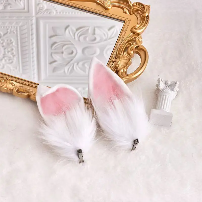 2pcs Plush Rabbit Ears Hair Clips Japan Style Lolita Long Fluffy Hairpins for Women Girls Cosplay Party Bunny Hair Accessories