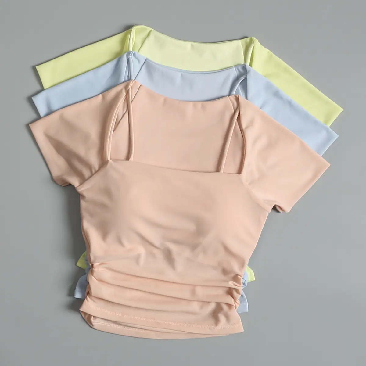Fake Two-piece Mesh Fixed Cup Sports Underwear for Women Wearing Jogging Chest Pad Yoga Short-sleeved Body Clothes for Women