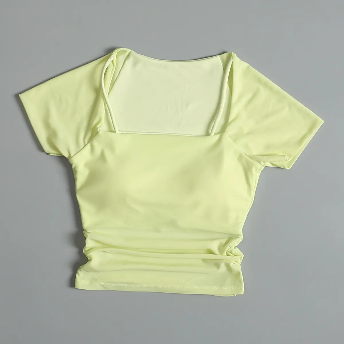 Fake Two-piece Mesh Fixed Cup Sports Underwear for Women Wearing Jogging Chest Pad Yoga Short-sleeved Body Clothes for Women