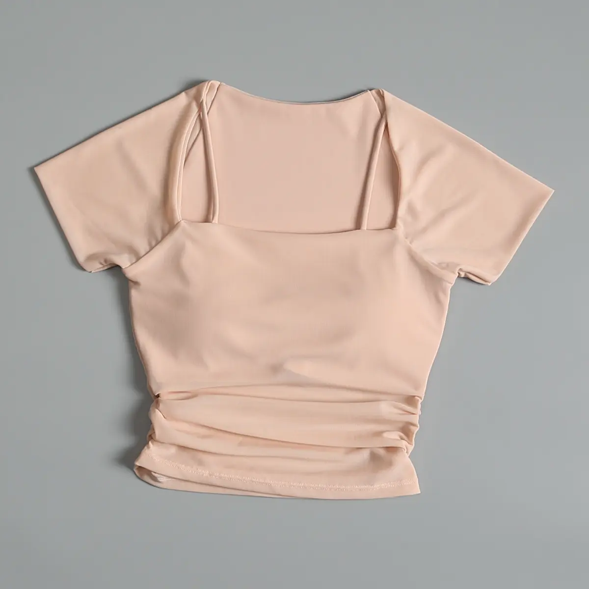 Fake Two-piece Mesh Fixed Cup Sports Underwear for Women Wearing Jogging Chest Pad Yoga Short-sleeved Body Clothes for Women
