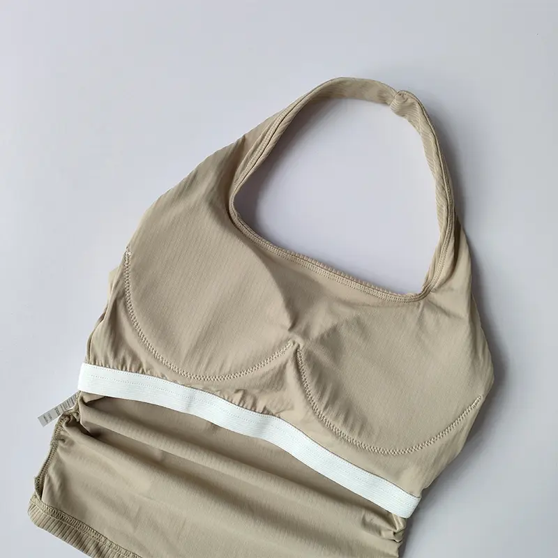 Small Suspender Halter Neck Vest Women's Gathered Beautiful Back Sports Lingerie Integrated Yoga Clothing Top with Chest Pad