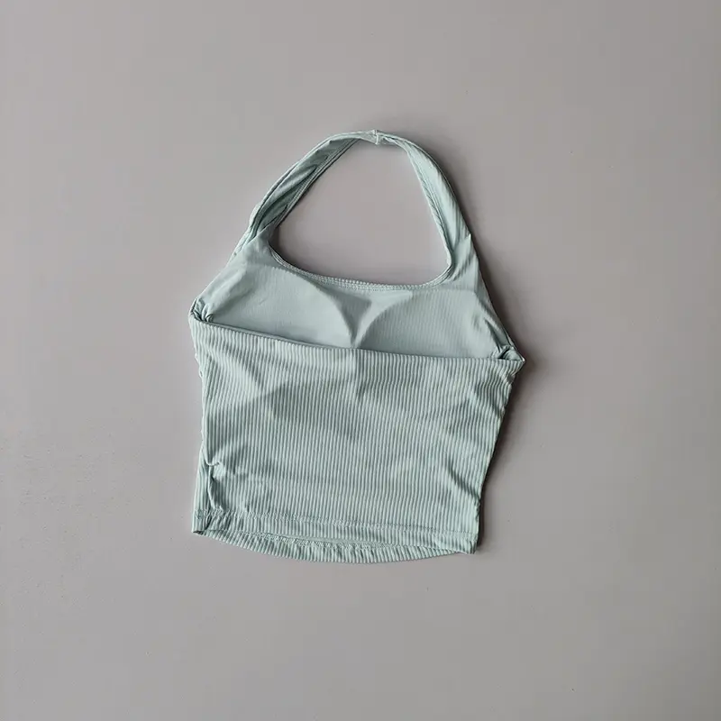 Small Suspender Halter Neck Vest Women's Gathered Beautiful Back Sports Lingerie Integrated Yoga Clothing Top with Chest Pad