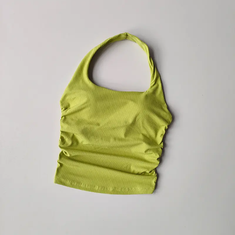Small Suspender Halter Neck Vest Women's Gathered Beautiful Back Sports Lingerie Integrated Yoga Clothing Top with Chest Pad
