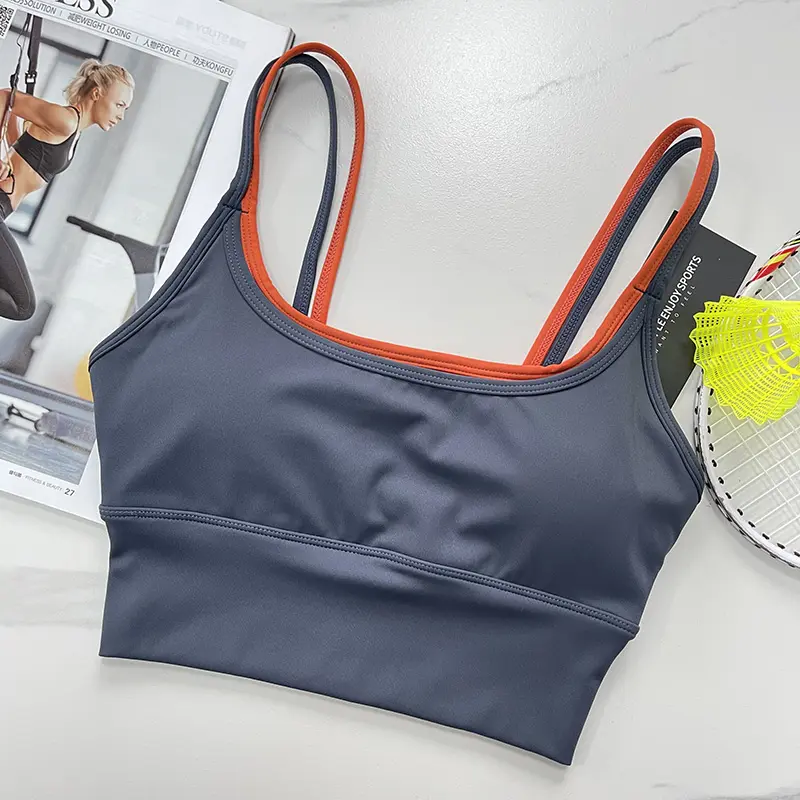 Sports Lingerie Yoga Bra Suspenders for Women Professional Training Shock-proof Vest Gathering Fitness Slim Fit and Wear Outside