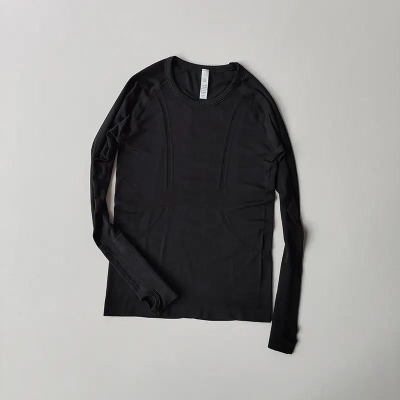 Yoga Clothes Sports Tops Women's Round Neck Long Sleeves Seamless Slimming Breathable Running Pula Speed Drying Fitness Clothes