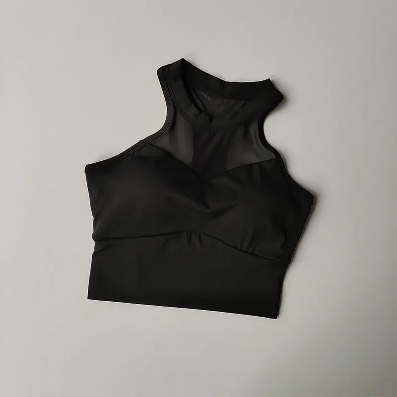Complementary Breasts Gathering Sports Underwear Women's Sexy Bras Mesh Quick Drying Fitness Vest Yoga Suit External Wear