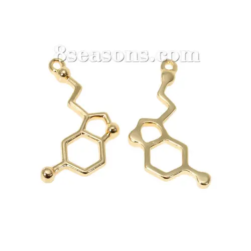 10 PCs Zinc Based Alloy Molecule Chemistry Science Charms Dopamine Silver Color Pendants For DIY Necklace Jewelry Making