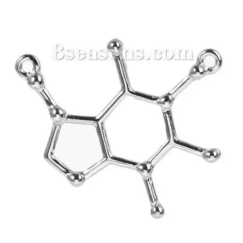 10 PCs Zinc Based Alloy Molecule Chemistry Science Charms Dopamine Silver Color Pendants For DIY Necklace Jewelry Making