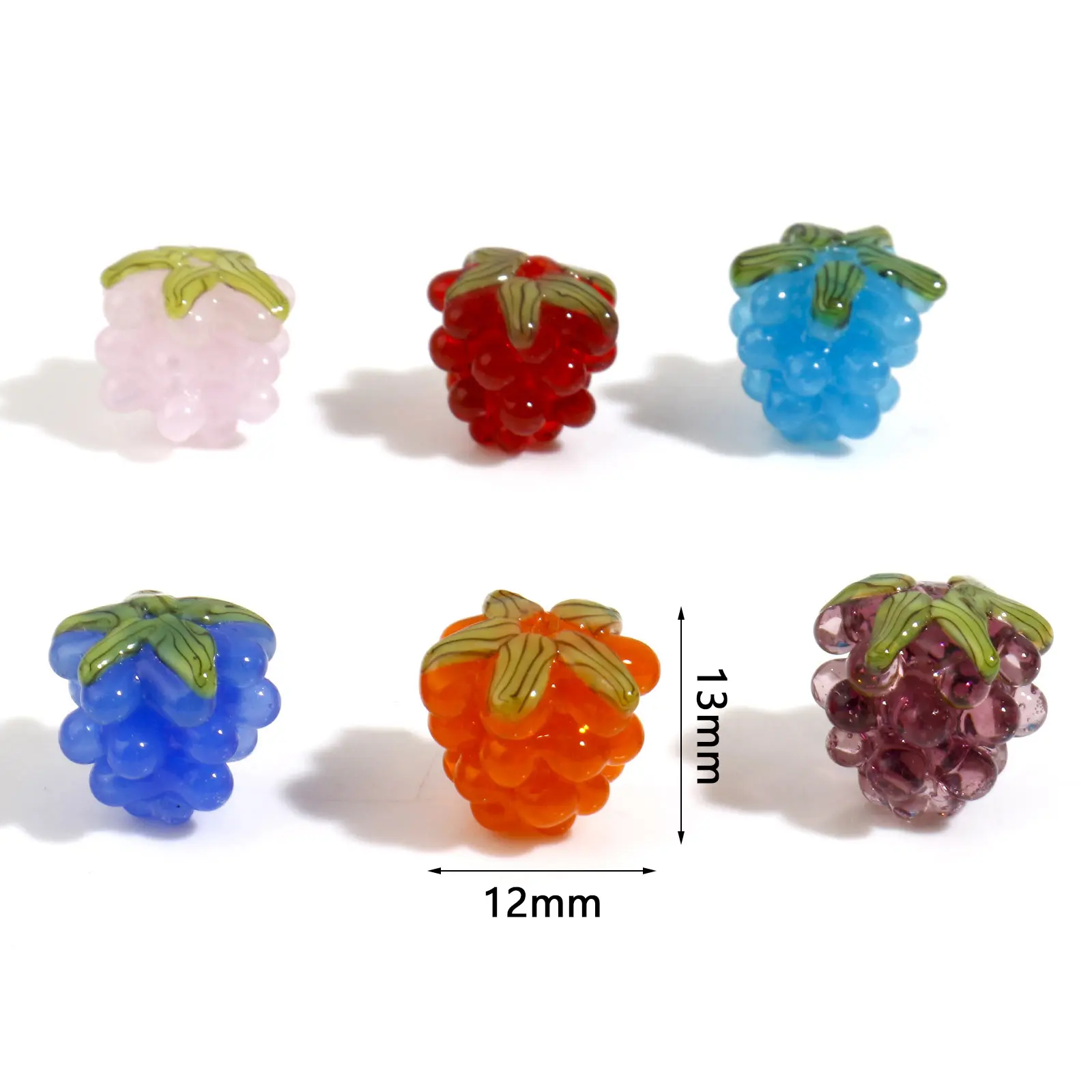 2PC 3D Grape Fruit Lampwork Glass Beads Multicolor Spacer Beads DIY Making Necklace Bracelets Jewelry Making Accessories 13x12mm