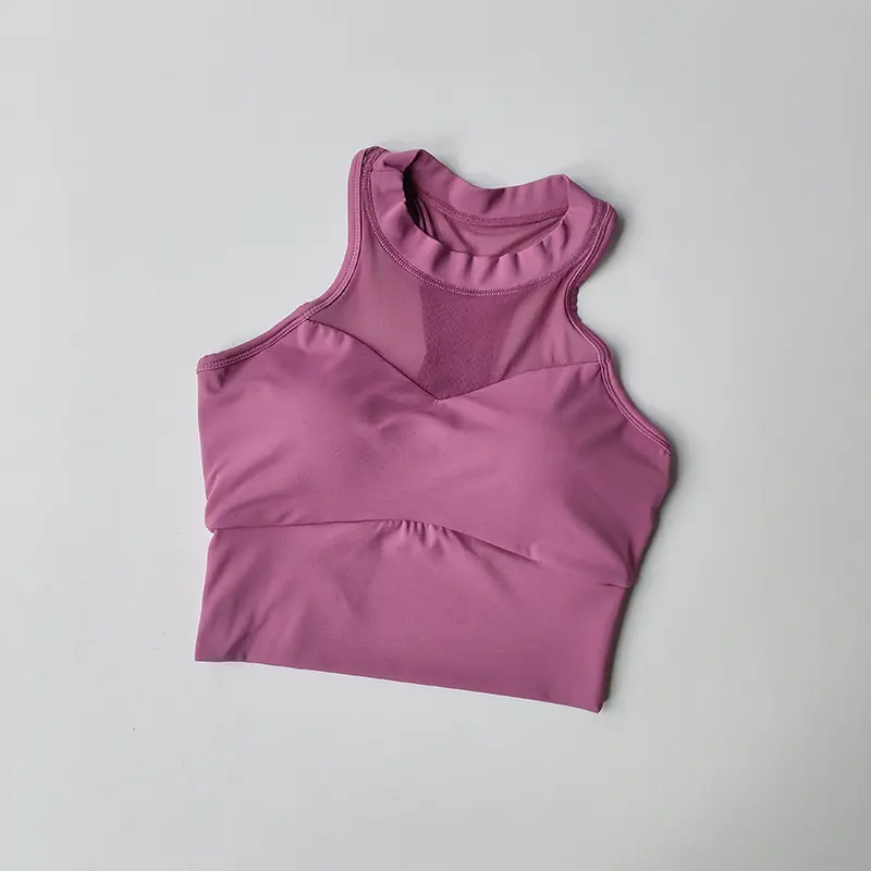 Complementary Breasts Gathering Sports Underwear Women's Sexy Bras Mesh Quick Drying Fitness Vest Yoga Suit External Wear